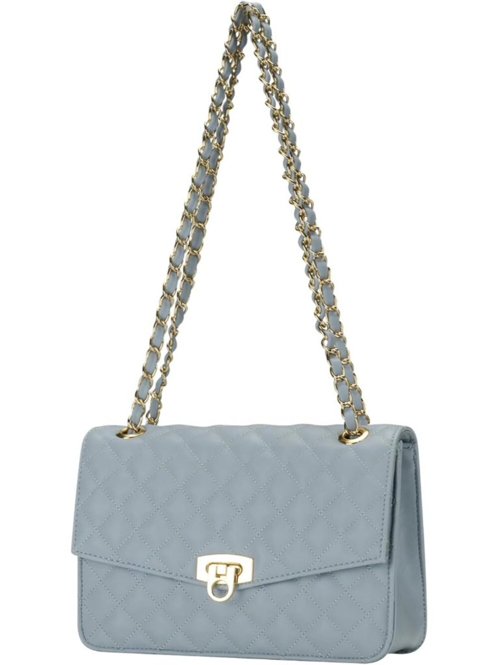 Quilted Crossbody Bag for Women, Vegan Leather Small Shoulder Purse with Chain S
